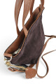 Cartera balde chica en cuero y gamuza Chocolate