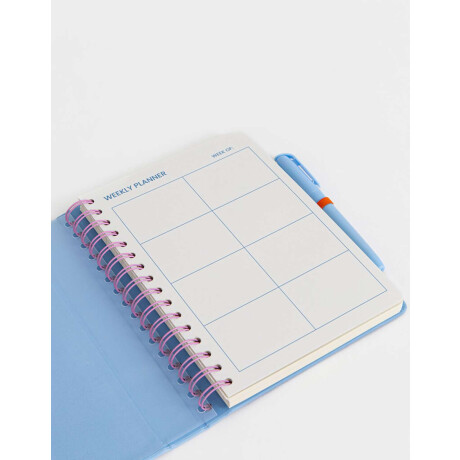 Set De Cuaderno A5 De Pu Con Lapicera Y Pizarra Borrable Azul Celeste
