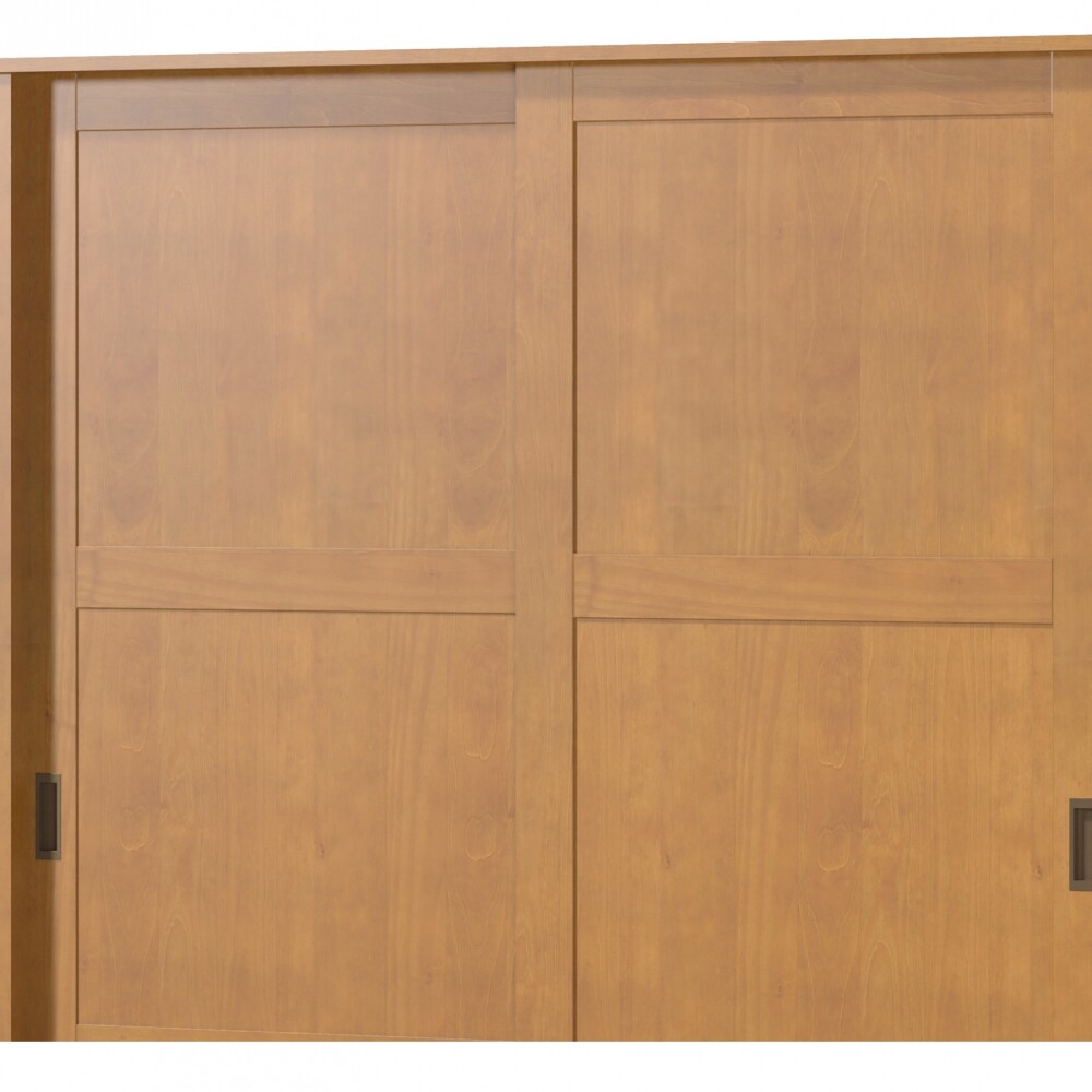 Ropero 2 puertas corredizas 2 cajones - Madera maciza Marron