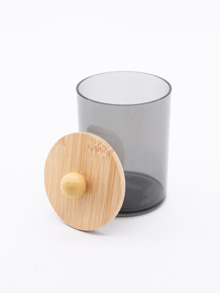 ORGANIZADOR DE ALGODÓN CON TAPA BAMBU GRIS (V)