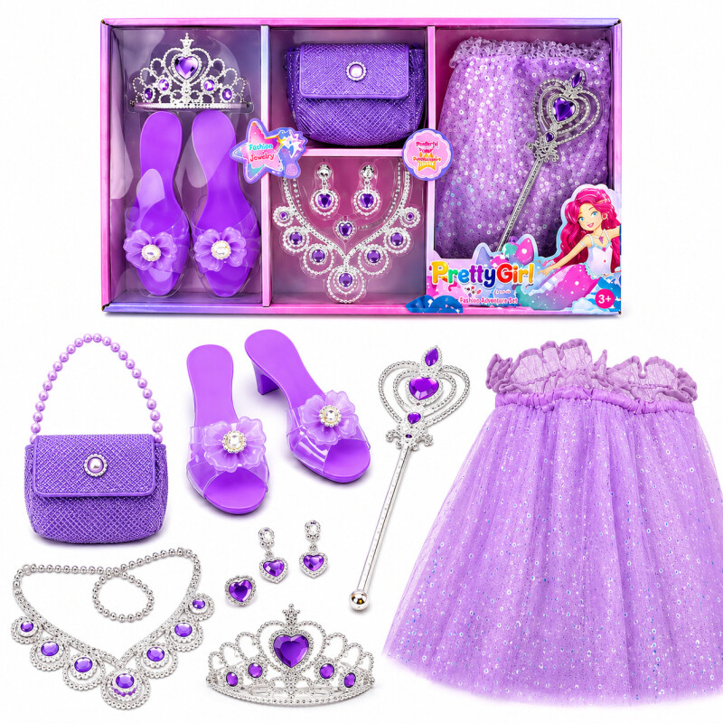 Set Disfraz Princesa Niña Corona Pollera Accesorios Cartera Set Disfraz Princesa Niña Corona Pollera Accesorios Cartera