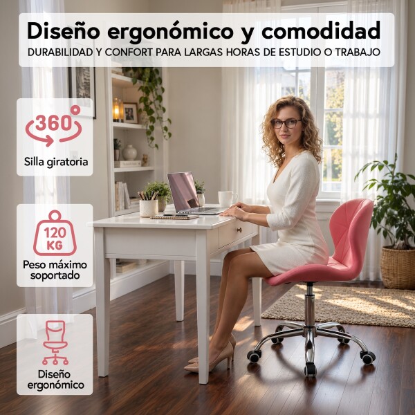 Silla Oficina Imback Escritorio Ergonomica Cuero Sintético IMBACK Color Rosa Silla Oficina Imback Escritorio Ergonomica Cuero Sintético IMBACK Color Rosa