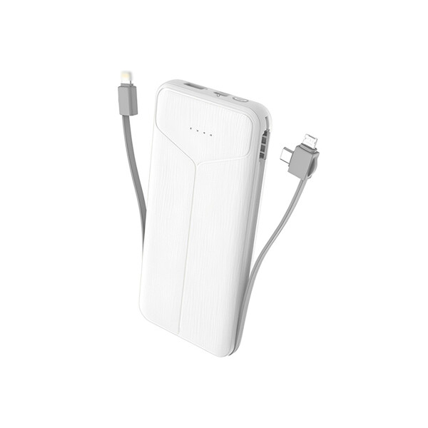 Power Bank K82 10000 mAh con cables integrados color blanco Power Bank K82 10000 Mah Con Cables Integrados Color Blanco