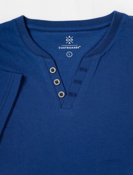 T-shirt m/c botones azul
