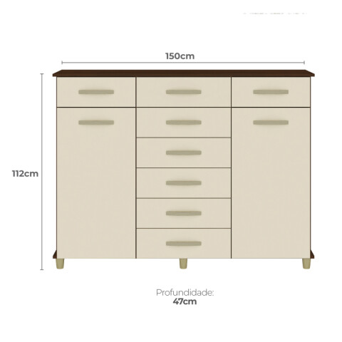 Comoda Cajonera de 8 cajones 2 puertas 1 perchero y 2 estantes internos para Dormitorio o Living - FE - Rustico / Champan Comoda Cajonera de 8 cajones 2 puertas 1 perchero y 2 estantes internos para Dormitorio o Living - FE - Rustico / Champan