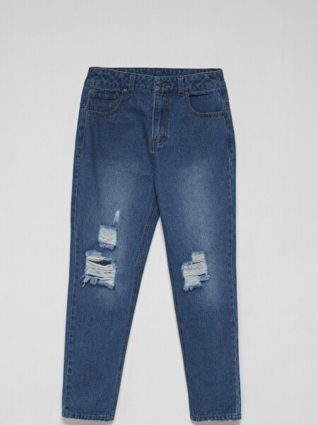 Pantalón de jean Mom Fit Roto Azul