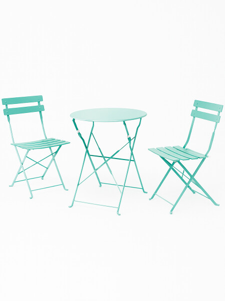 JUEGO BALCON SET MESA Y 2 SILLAS VERDE