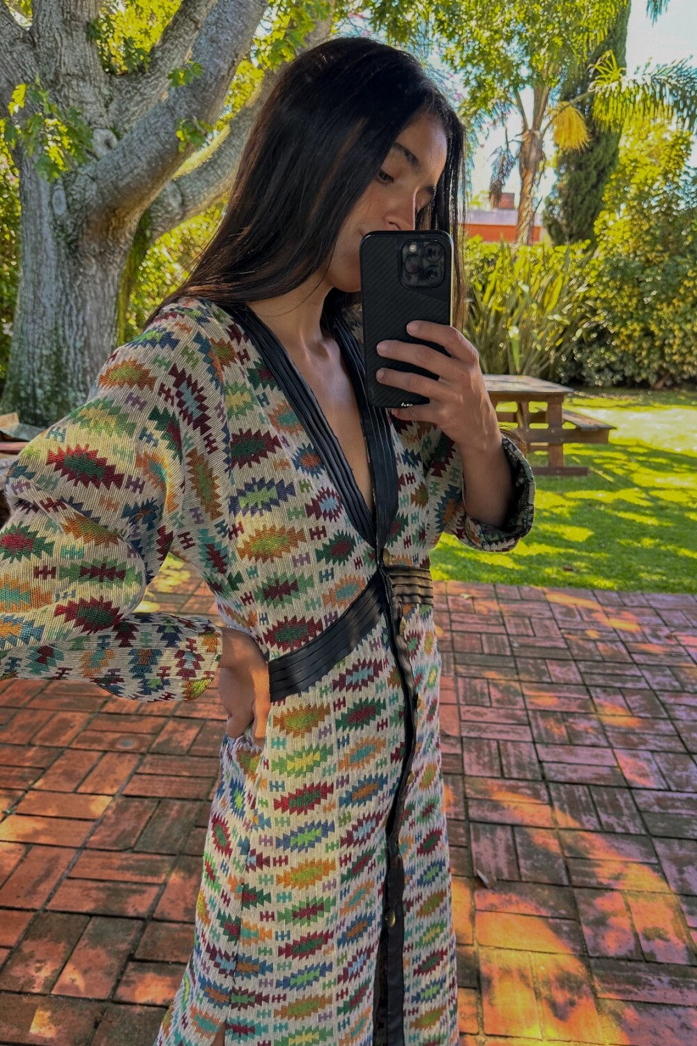 Coat Dress Estampado Base Negra