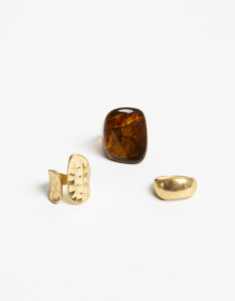 Sets Anillos Resina Set De Anillos Metal Y Resina - Marron Carey