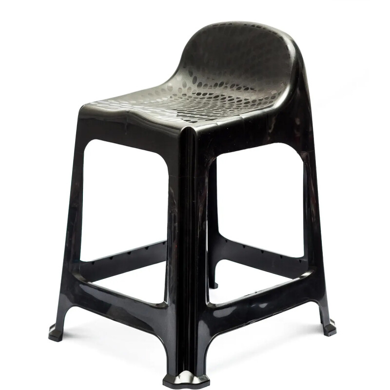 Set x2 Banqueta con respaldo apilable resistente NEGRO