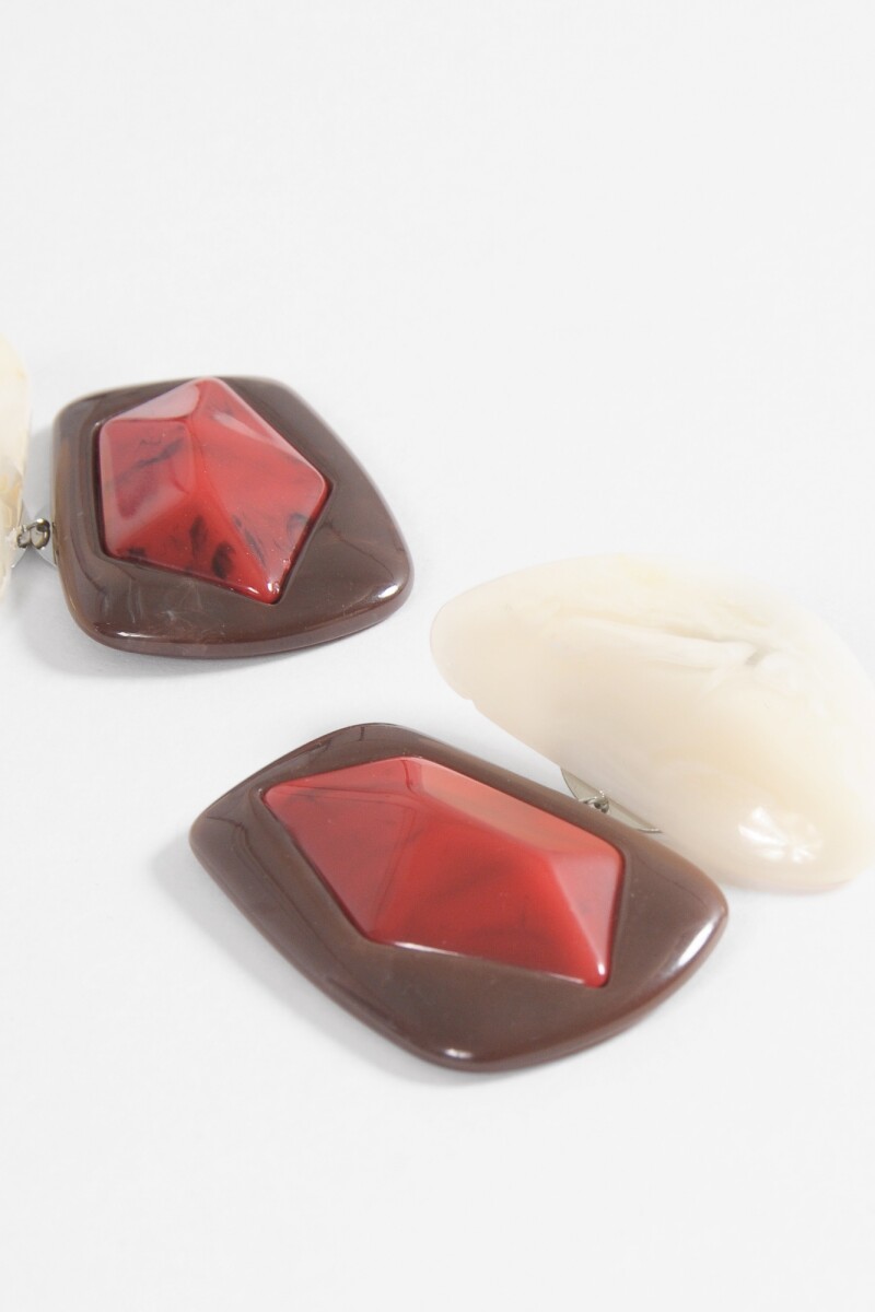 Caravanas resina doble dije multicolor