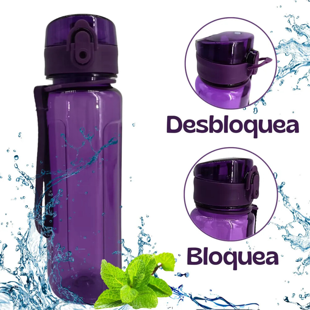 Botella SPORT con correa 650ml Violeta