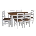 JUEGO DE COMEDOR MESA + 6 SILLAS - BLANCO/CERA JUEGO DE COMEDOR MESA + 6 SILLAS - BLANCO/CERA