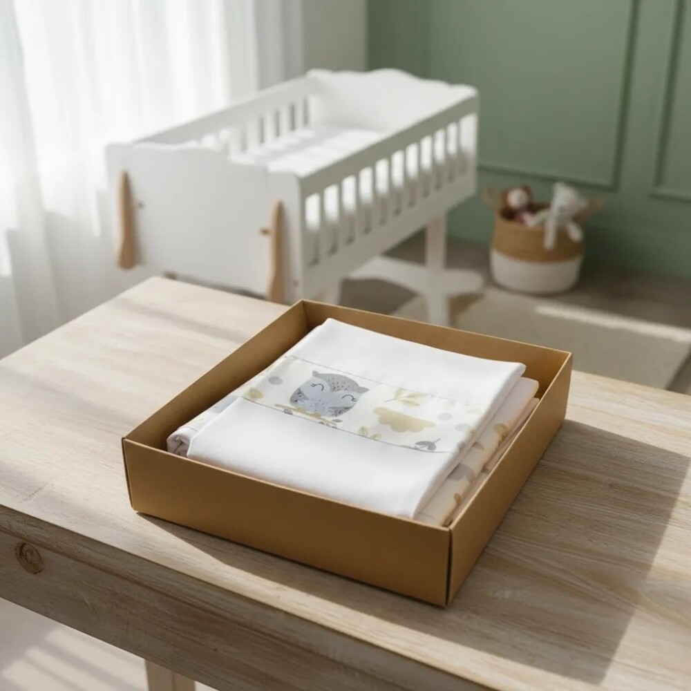 Sábanas practicuna / cuna Little Ones buho beige