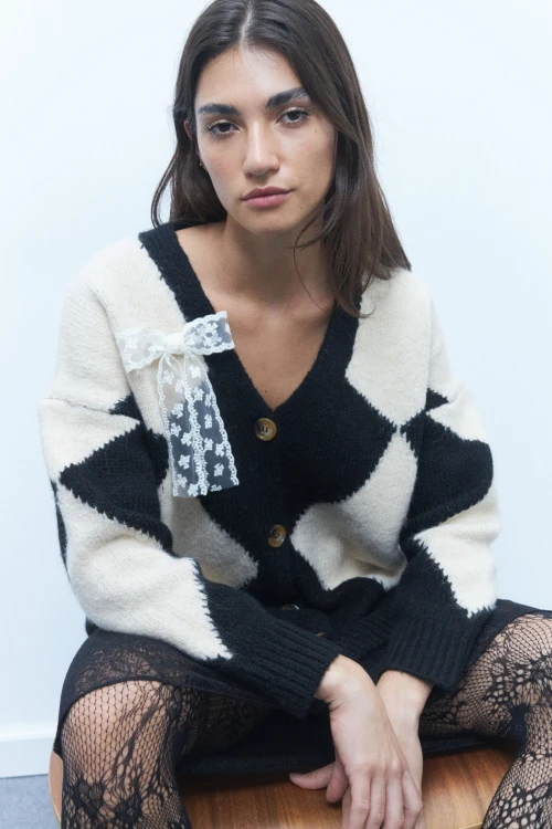 Cardigan rombos negro