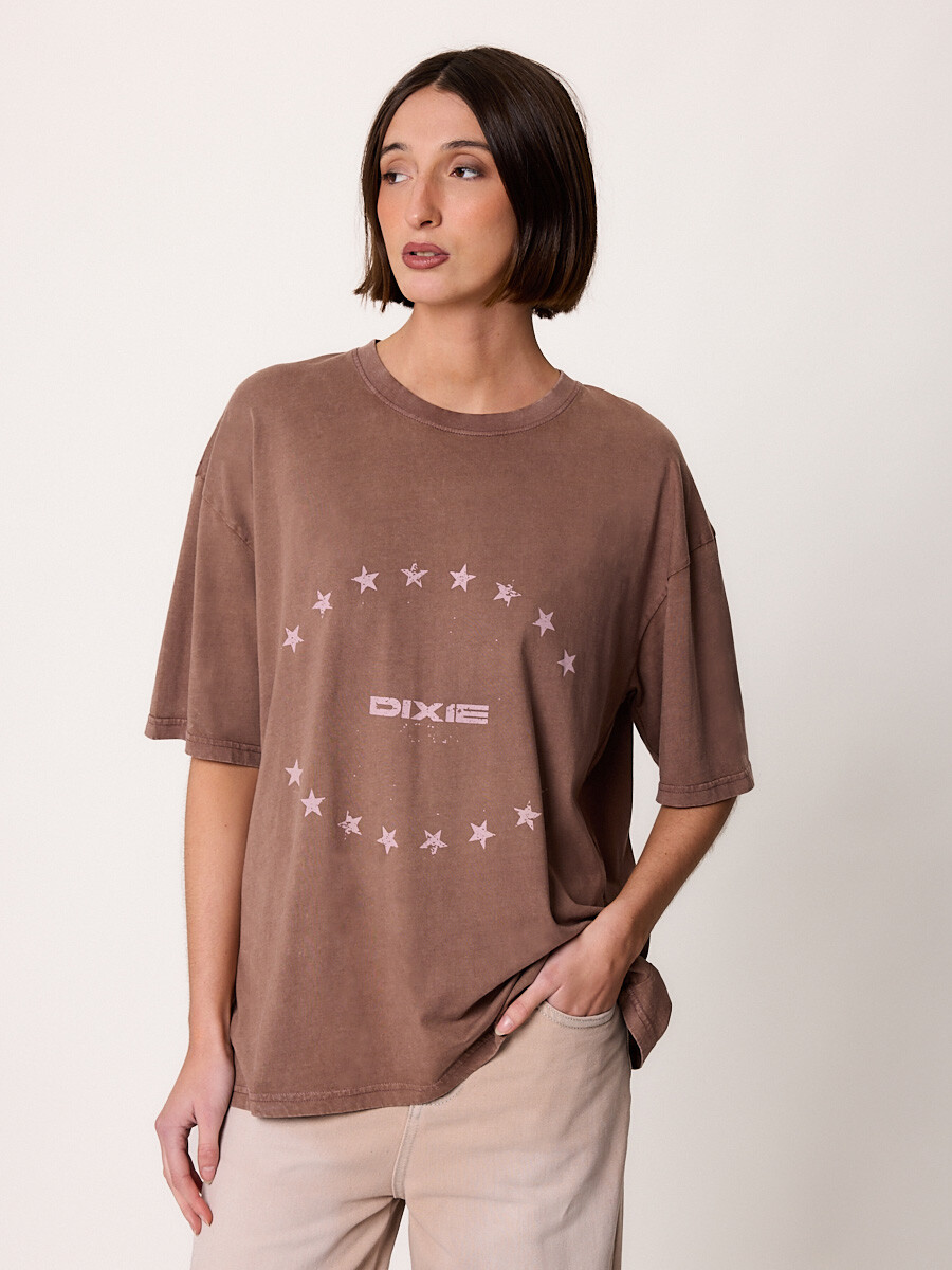 T-SHIRT M/C TOFOS DIXIE - Tabaco 