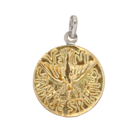 Medalla religiosa de plata 925 y double en oro 18 ktes, ESPIRITU SANTO. Medalla religiosa de plata 925 y double en oro 18 ktes, ESPIRITU SANTO.