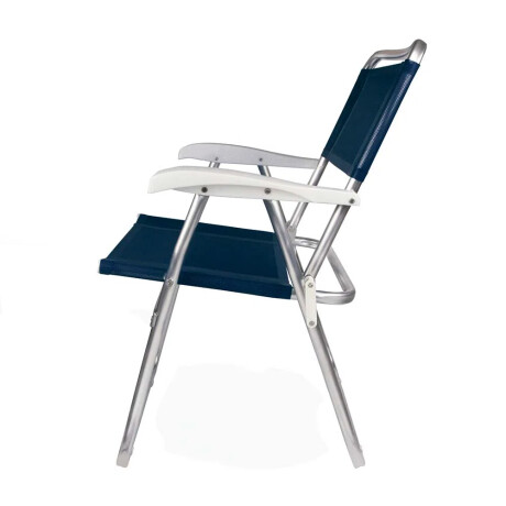 Silla Alta Alum 120kg Plegable + Mesa Bandeja Lat Divisiones Azul Marino
