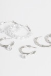 Set de aros grandes detalle perlas plateado