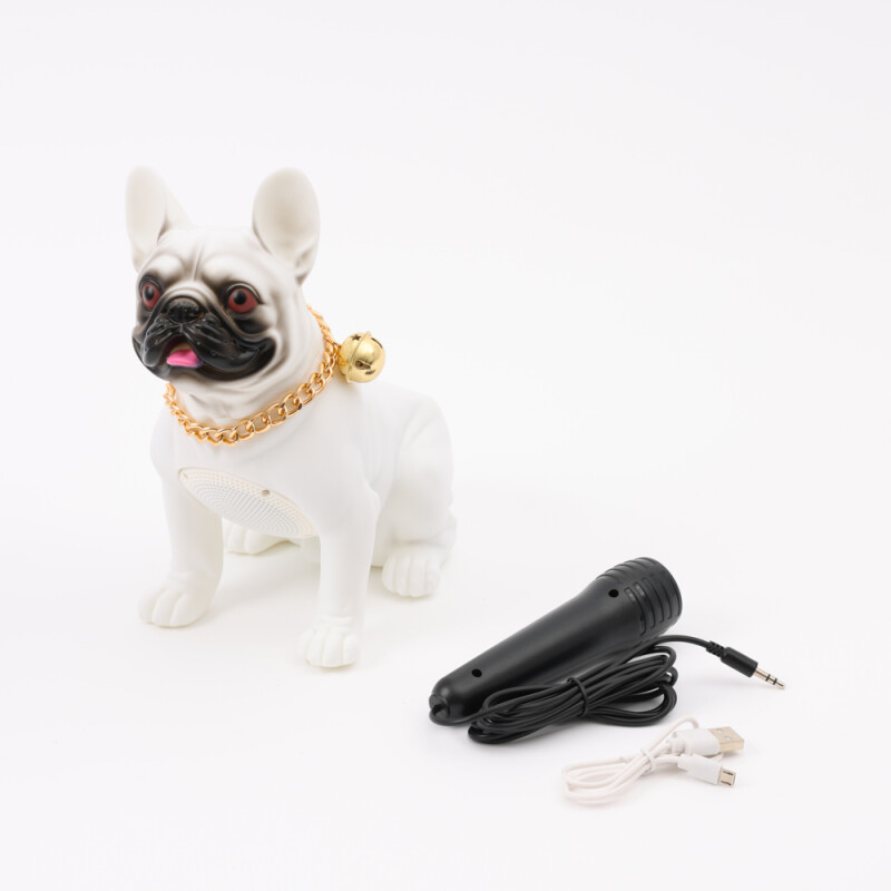 Parlante portátil CH-M15M USB mediano diseño perro blanco con micrófono Parlante portátil CH-M15M USB mediano diseño perro blanco con micrófono