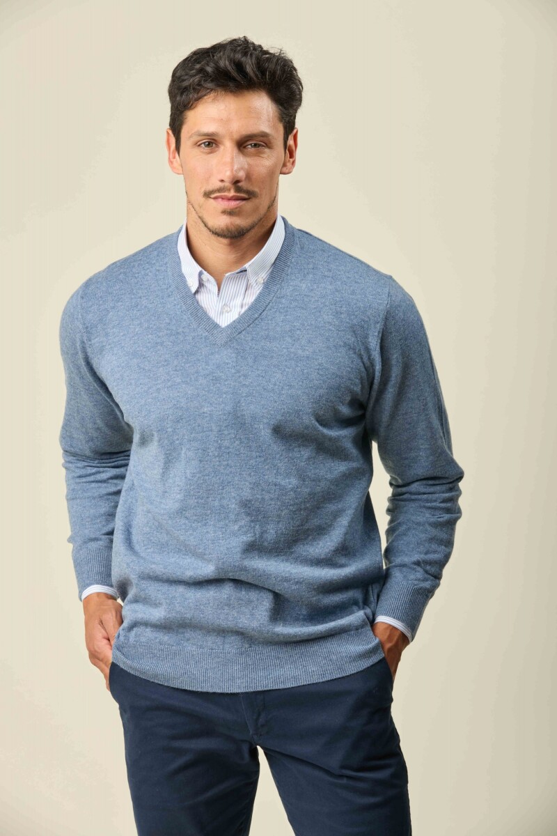 Buzo Lambswool Escote V - Jean 