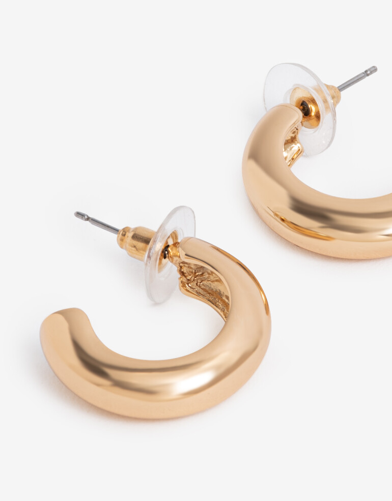 Aros Argollas Metal Argollas De Metal Bañado En Oro - Dorado