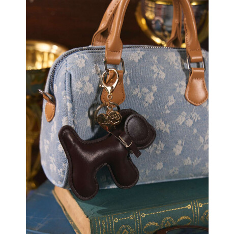 Llavero Y Charm De Perrito De Pu Rojo Burdeaux