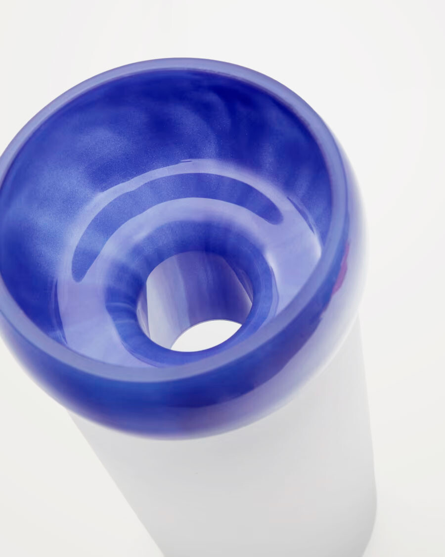 Jarrón Kelse de vidrio transparente y azul 30,5 cm Jarrón Kelse de vidrio transparente y azul 30,5 cm