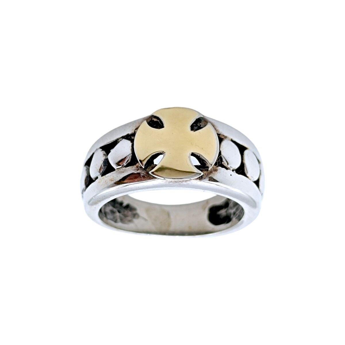 Anillo Cruz Vasca-Plata y Oro- Sin Piedra-AN5094 - sinpiedra 