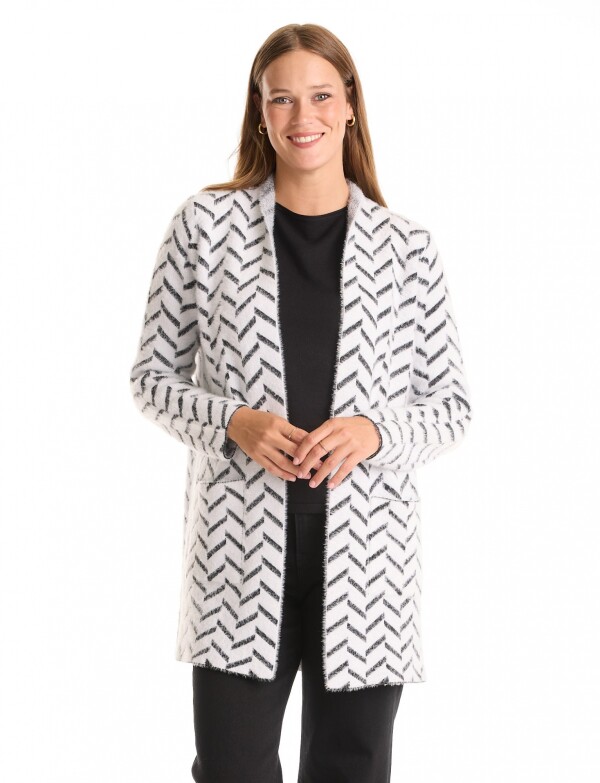 Cardigan Soft Print BLANCO/NEGRO