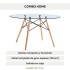 Mesa Comedor Cocina Eames Redonda Vidrio 100Cm Premium Atrix Transparente