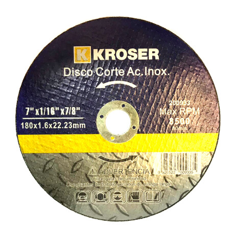 DISCO CORTE ACERO INOX 9 230 X 2.0 X 22.2 KROSER DISCO CORTE ACERO INOX 9 230 X 2.0 X 22.2 KROSER