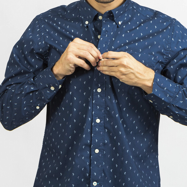 Camisa Print M/Larga Navy con Flamenco