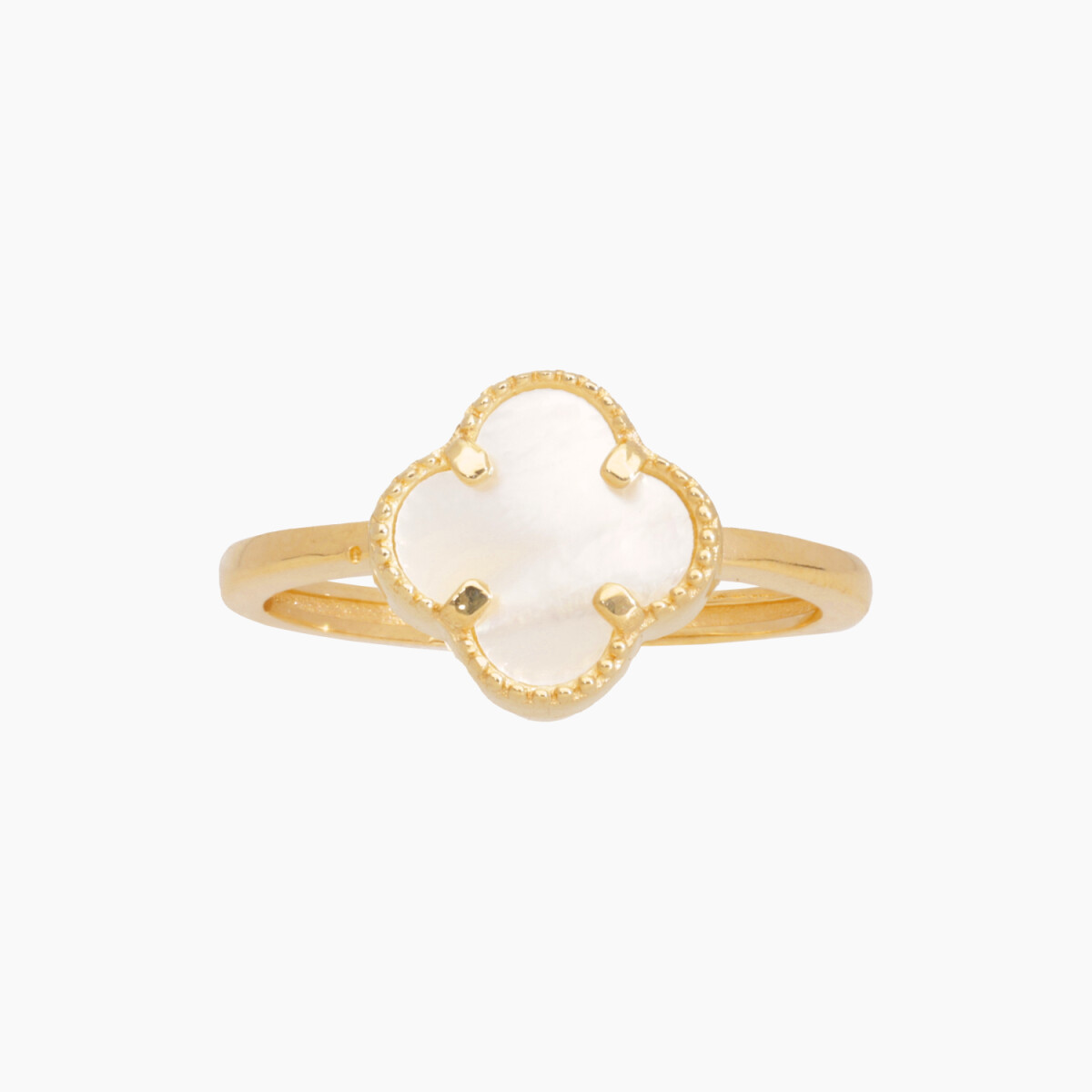 Anillo En Oro 18k Estilo Van Cleef Con Piedra Nácar 
