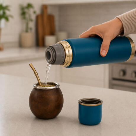 Termo Bala Acero Inoxidable 750Ml Mantiene Frío Calor Comet Azul Petróleo