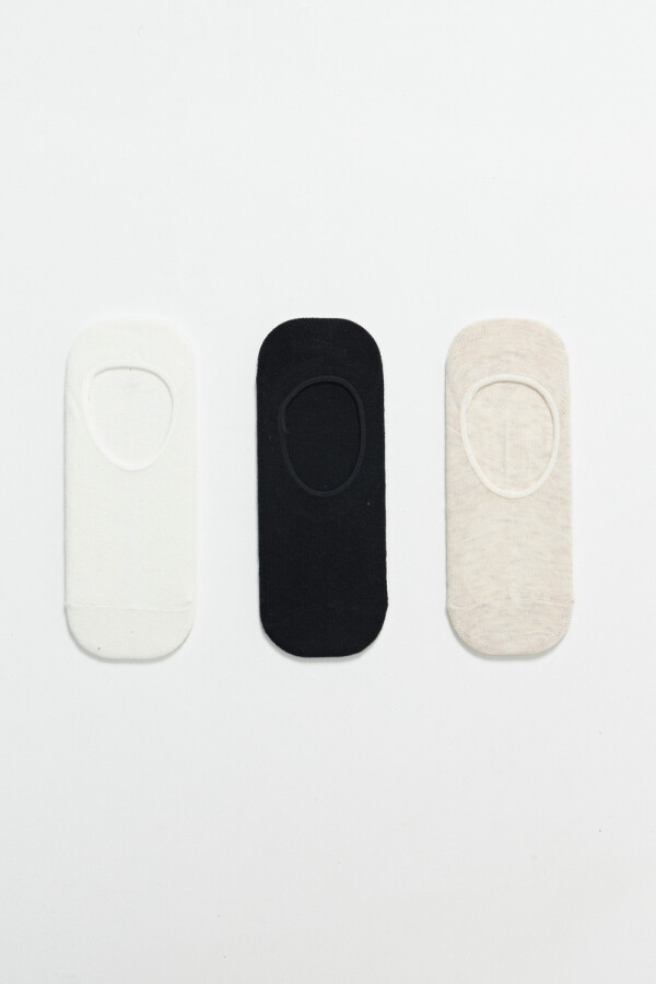 Pack x3 medias invisible Blanco Negro Y Beige