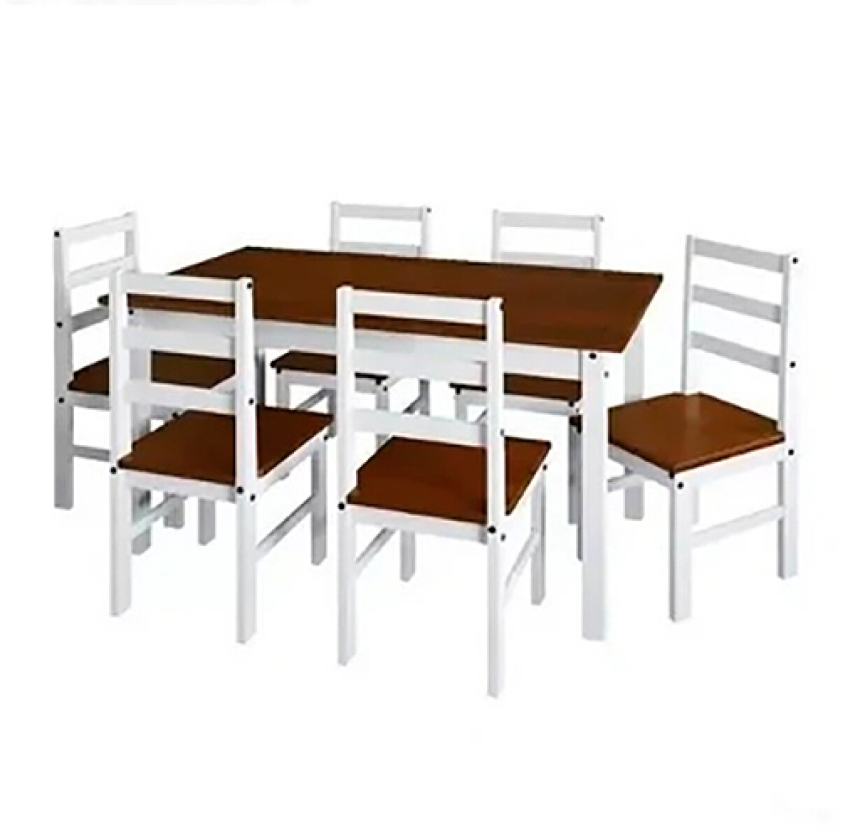 JUEGO DE COMEDOR OLIVIA 6 SILLAS MADERA Blanco-Nogal - N/A 