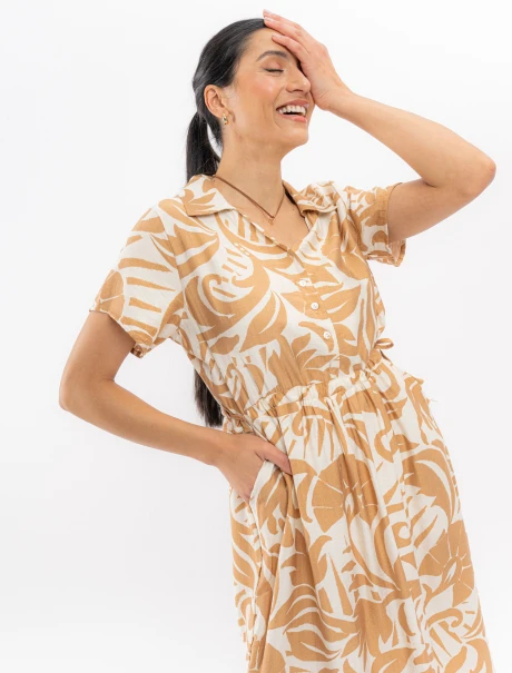 Vestido midi tostado