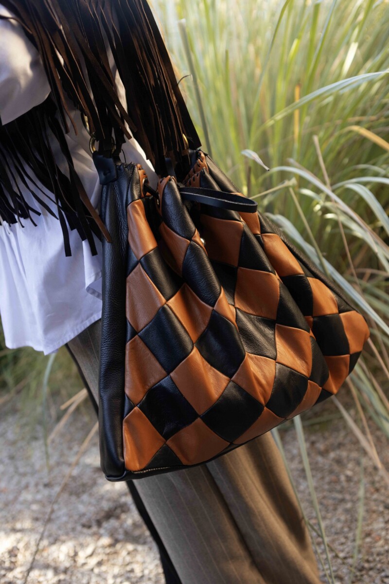 Rombos Bag - Negro / Camel 