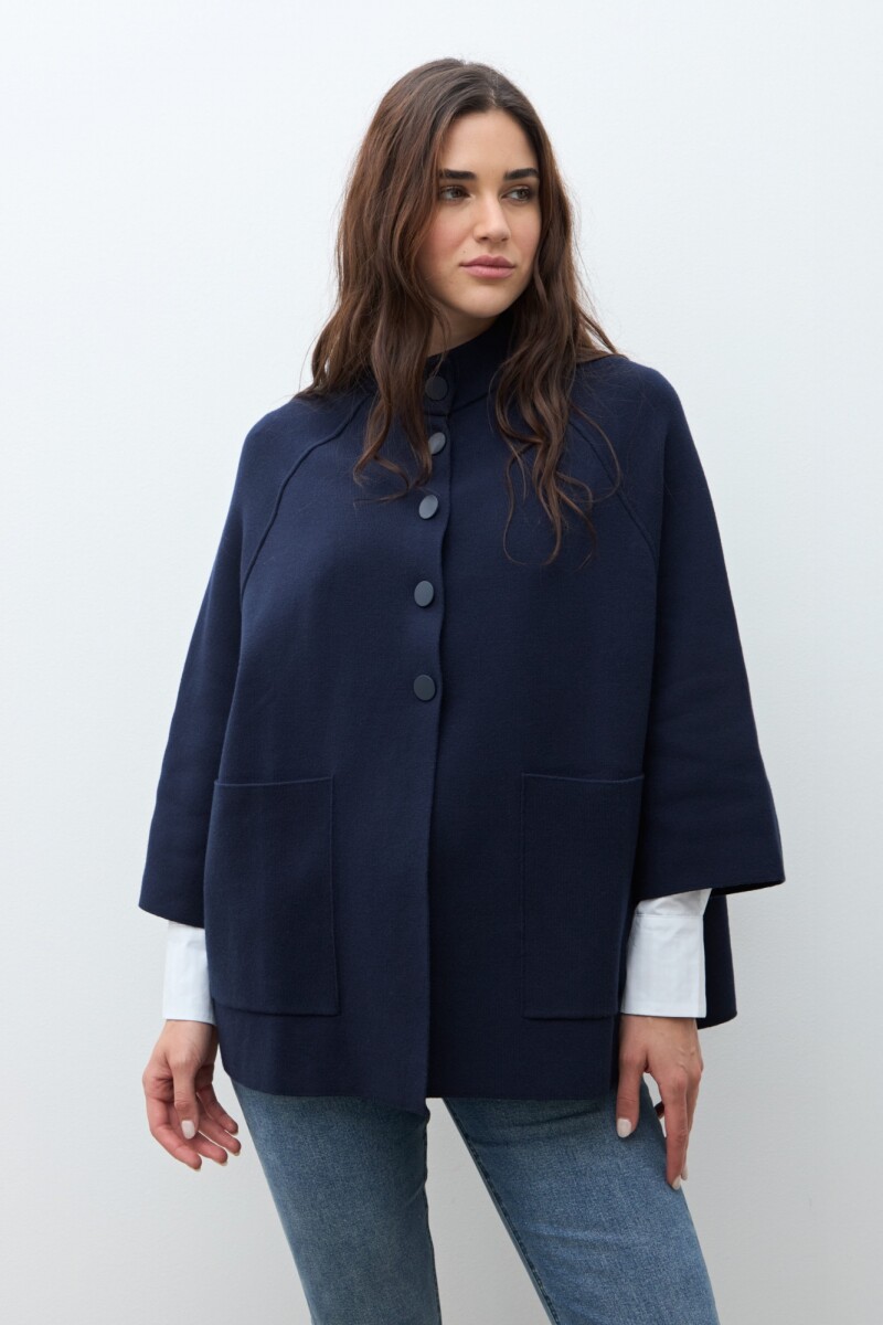 Chaqueta tejida con bolsillos azul marino