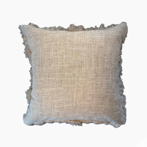 Almohadón Sidney - 60x60cm Gris con flecos 2