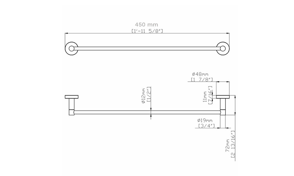 TOALLERO BARRAL ACERO 450 mm 450-c