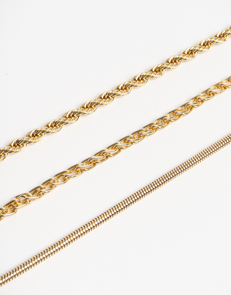 Collares Largos Metal Collar Largo Mix Cadenas - Dorado