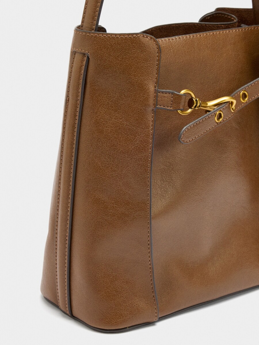 Bolso Bombonera Con Pliegues Laterales camel