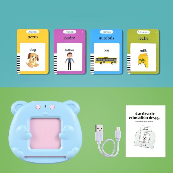 Tarjetas Interactivas Aprende Inglés Español Infantil Niños Variante Color Azul