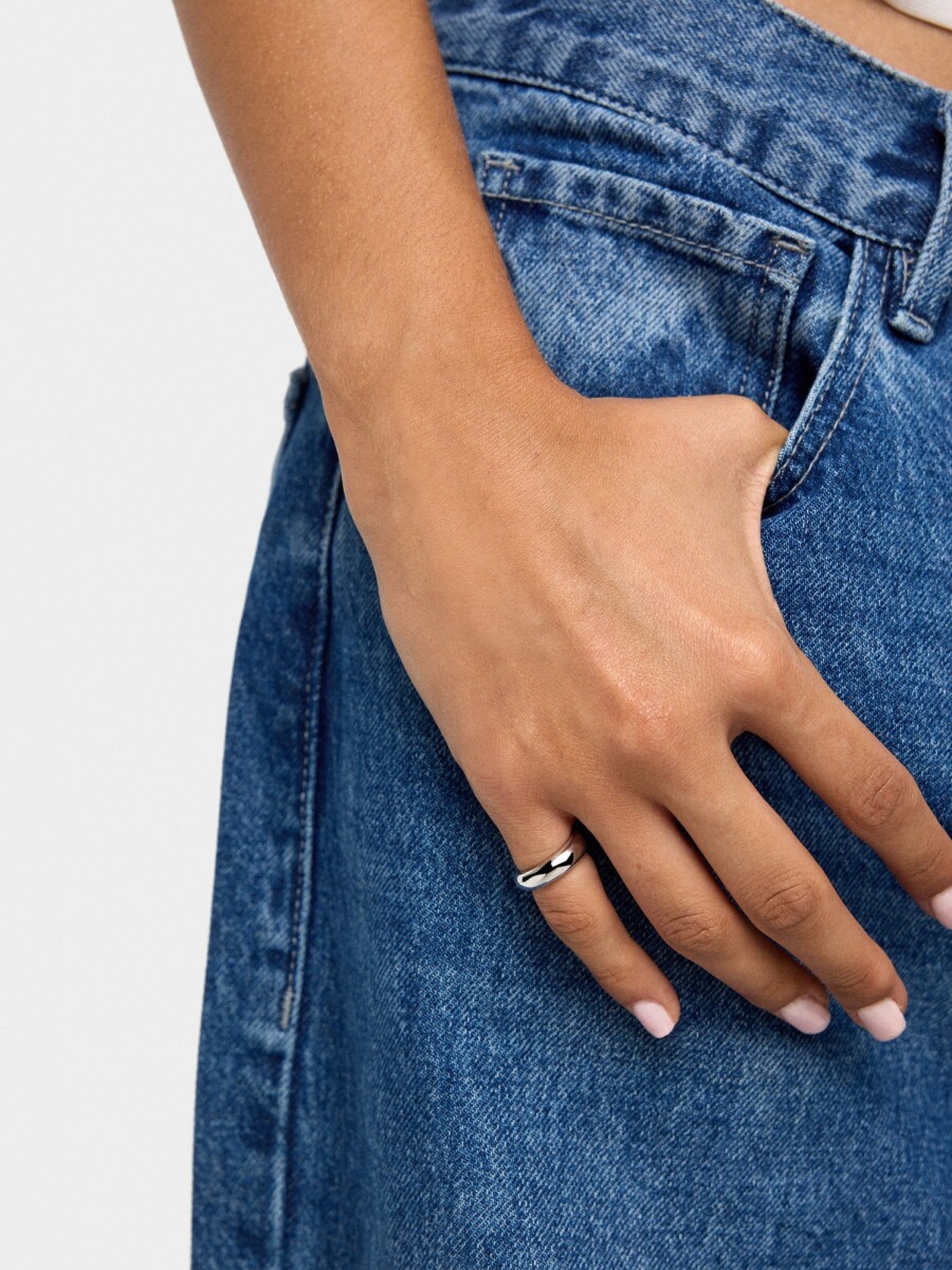 Anillo Redondeado Para Meñique - Plata De Ley 925 plateado