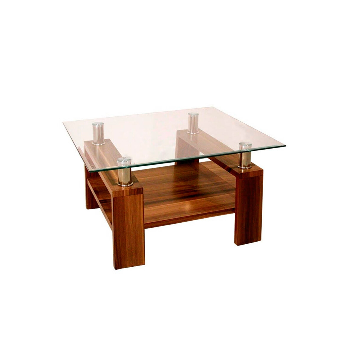 Mesa De Living De Madera Y Vidrio Cuadrada C399 