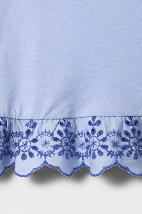 Remera Tunic Con Broderie Toddler Niña Blue Crystal