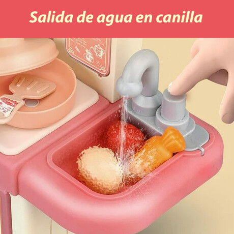 Cocina Infantil Juego Sonido Luz Agua Vapor Accesorio Comida Rosa