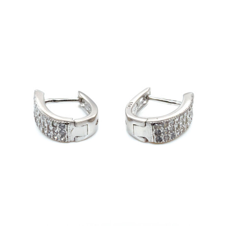 Par de aros de plata 925 rodinada con circonias. Par de aros de plata 925 rodinada con circonias.